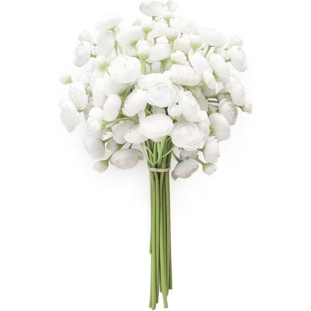 11 In. White Indoor Artificial Ranunculus Flower, 18-Pieces gallery