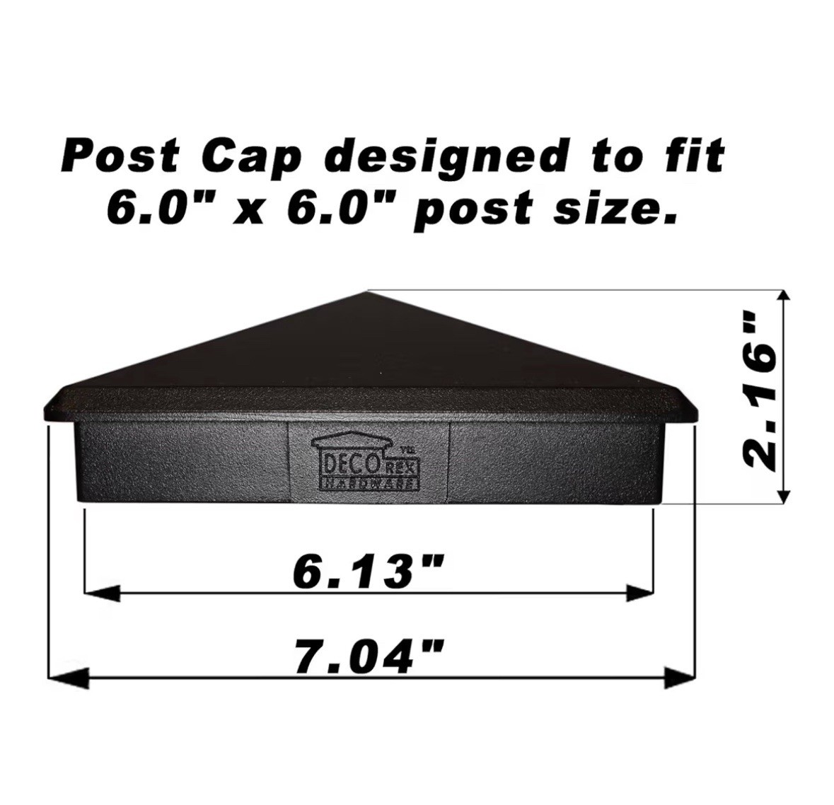 Qty-9 DECOREX Black Aluminum Pyramid Cap For True Actual 6” X 6” Wood Fence Post gallery