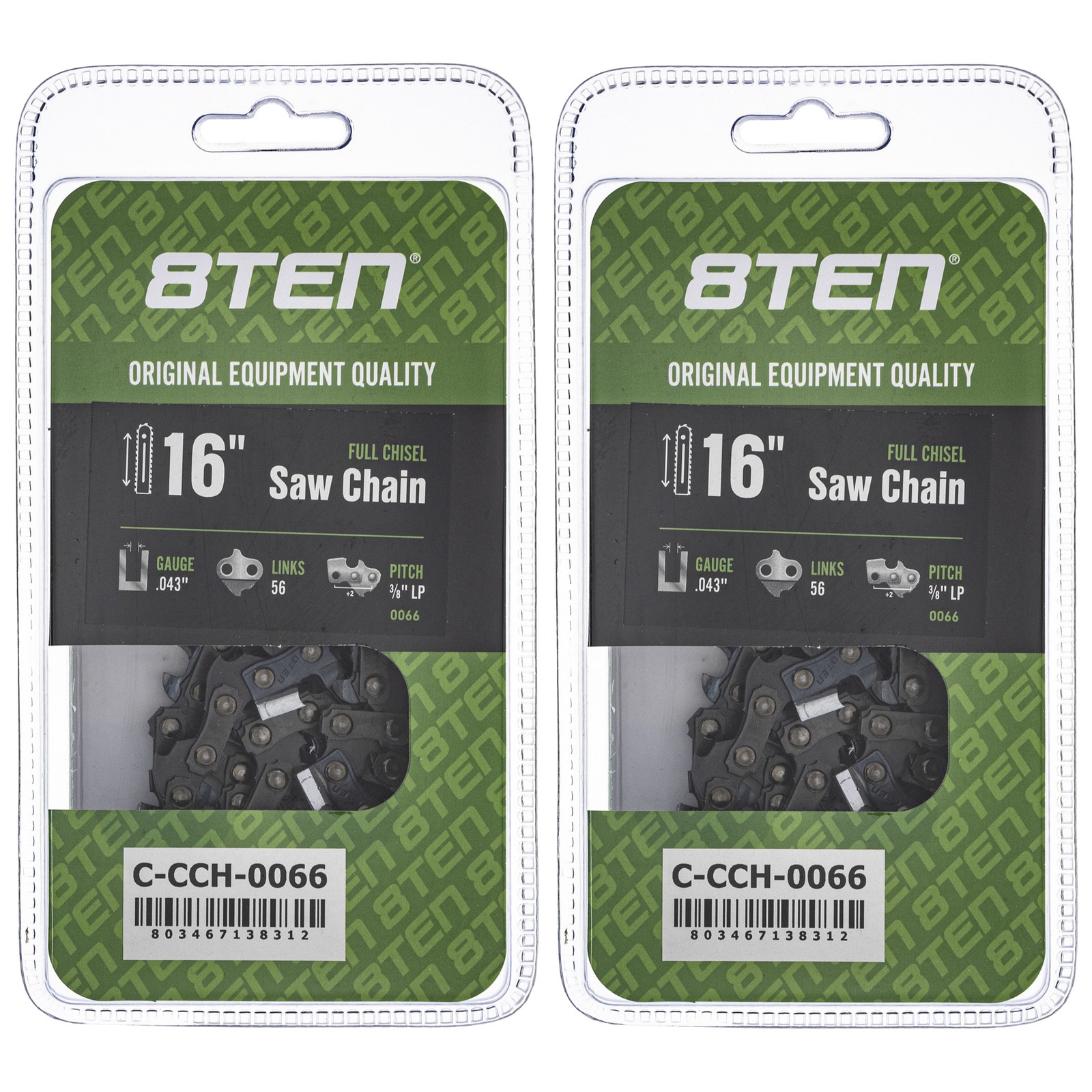 Chainsaw Chain 16 Inch .043 3/8 LP 56DL for Greenworks 40V Brushless 2-Pack gallery