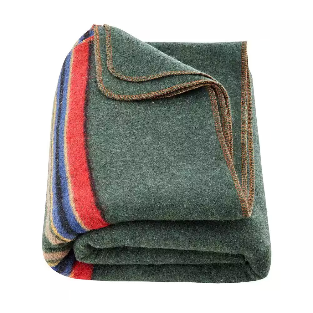 Wool Camping Blanket Large King Warm Stadium Blanket 64 In. X 88 In. (80% Wool) gallery