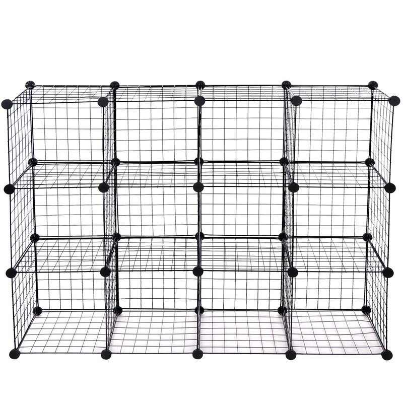 12 Wire Cube Storage Organizer Metal Shelving Rack Shelves Kitchen Bedroom Black gallery