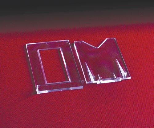 2 piece Acrylic Sliding-Back Adjustable Easel 2"H x 1.5"W x 2.625"D (12 Pack) gallery