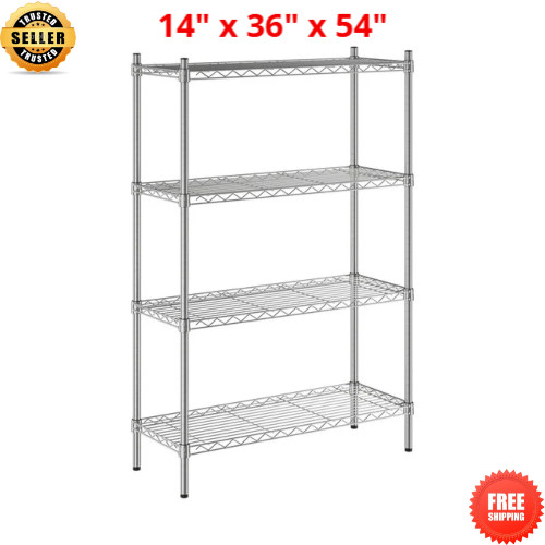 14x36x54 Inch 4-Shelf Storage Shelves Kitchen Heavy Duty Shelving Unit Chrome gallery