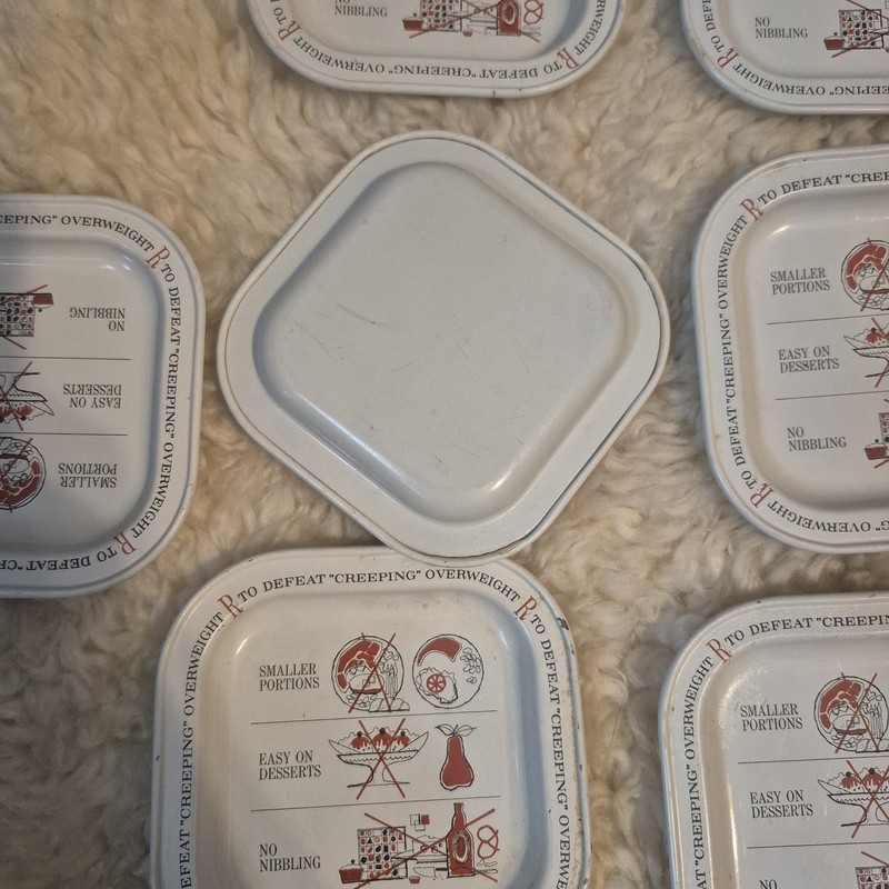 Vintage Portion Control Diet Plates Set of 7 Retro Weight Loss Graphic Plates gallery