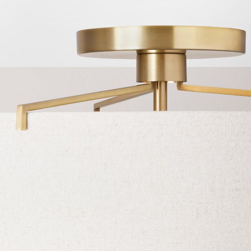 Fabric Shade Semi-Flush Mount Ceiling Light Brass/Oatmeal - Hearth & Hand with gallery