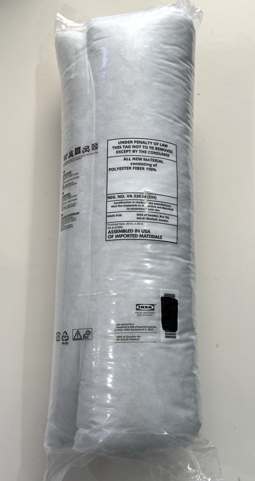 Ikea Slan Softer Lightweight Pillow White Standard Queen 20x26" Machine Washable gallery