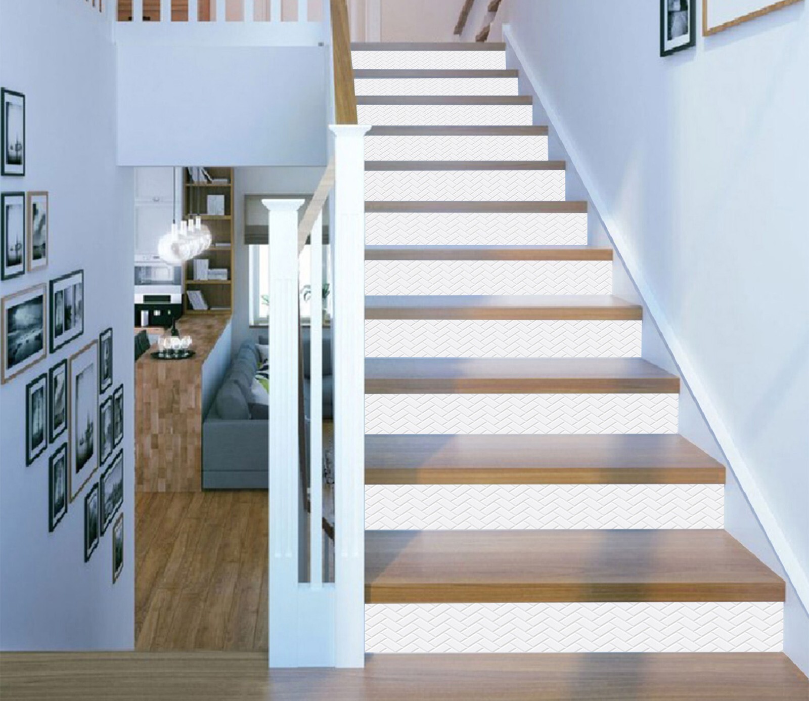 3D White Wave Texture AZ620 Stair Risers Decoration Mural Vinyl Wallpaper Kay gallery
