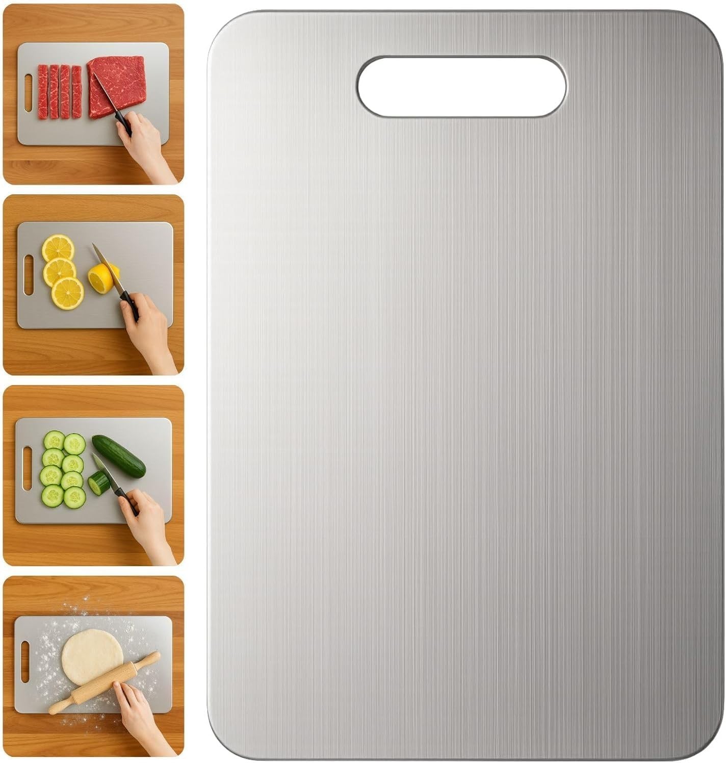 100% Pure Titanium Cutting Board for Kitchen Double Sided Non Toxic 18"L x 12"W gallery