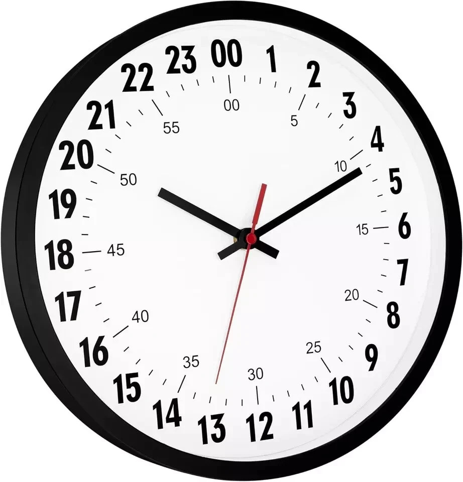 24 Hour Wall Clock 12 Inch Quartz Battery Operated Round Analog Wall Time gallery