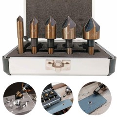 5PC COUNTERSINK TOOL BIT SET COUNTER SINK FOR STEEL METAL WOOD PLASTIC ALUMINUM
