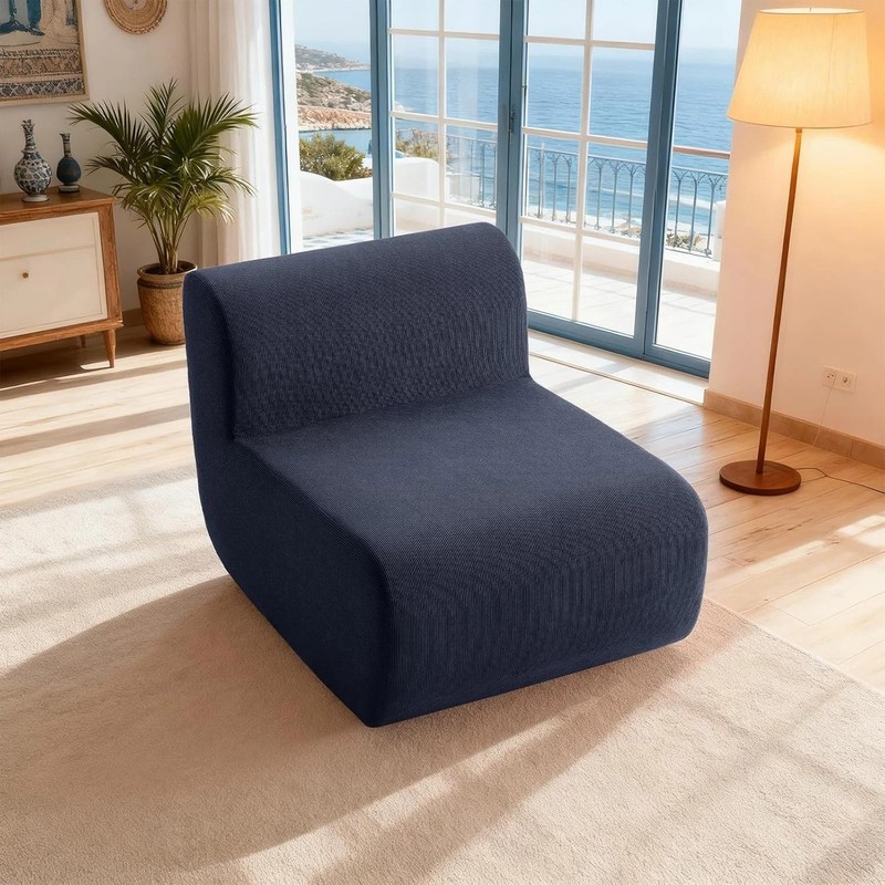 Boneless Design 26" Single Armless Couch - Stylish Dark Blue Sofa for Any Room gallery