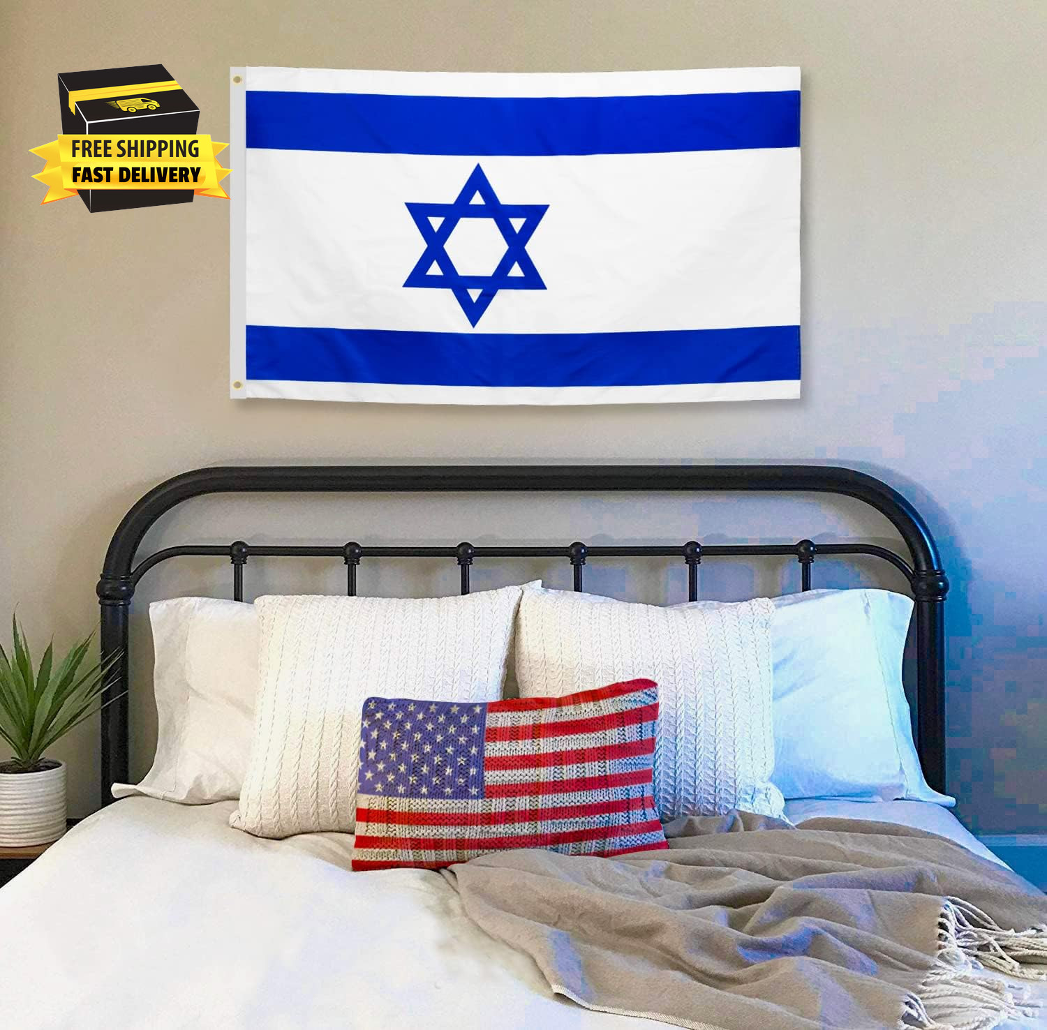DANF Israel Flag 3X5 Ft Thick Polyester, Fade Resistant, Brass Grommets, Canvas gallery