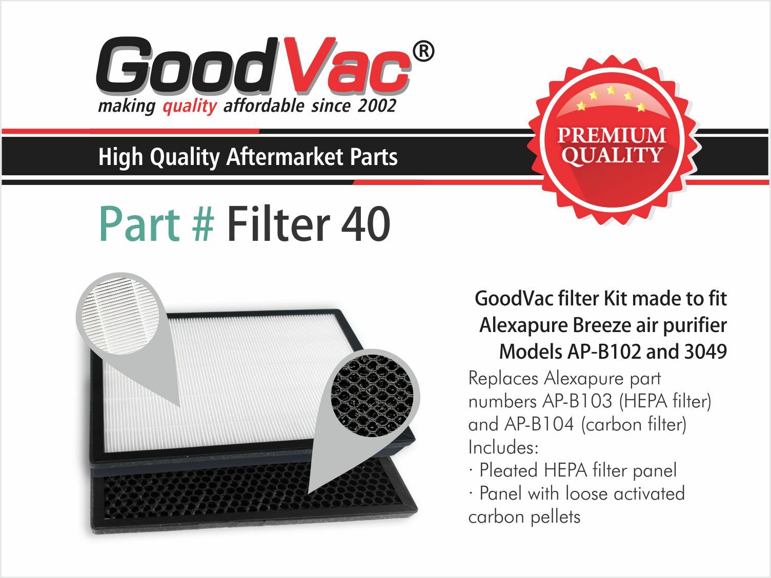 GOODVAC HEPA Filter Kit Compatible with Alexapure Breeze AP-B102 / 3049 gallery