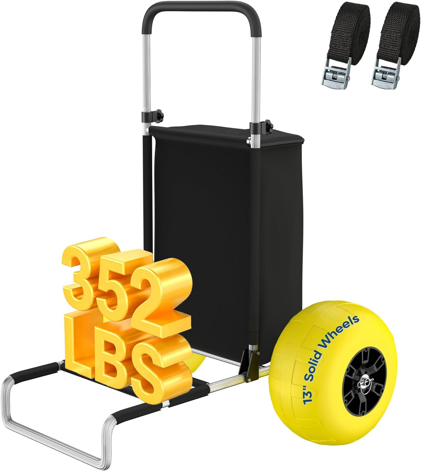Heavy Duty Beach Wagon - 352 Lbs Capacity, All-Terrain, Quick Fold, Yellow gallery