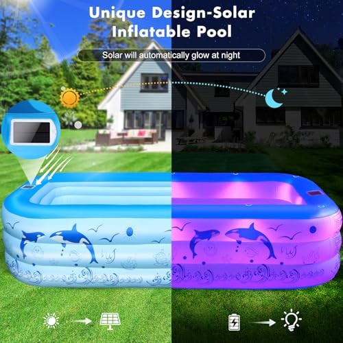 2026 Upgrade Inflatable Pool with Lights, Family Inflatable Swimming Pool for gallery