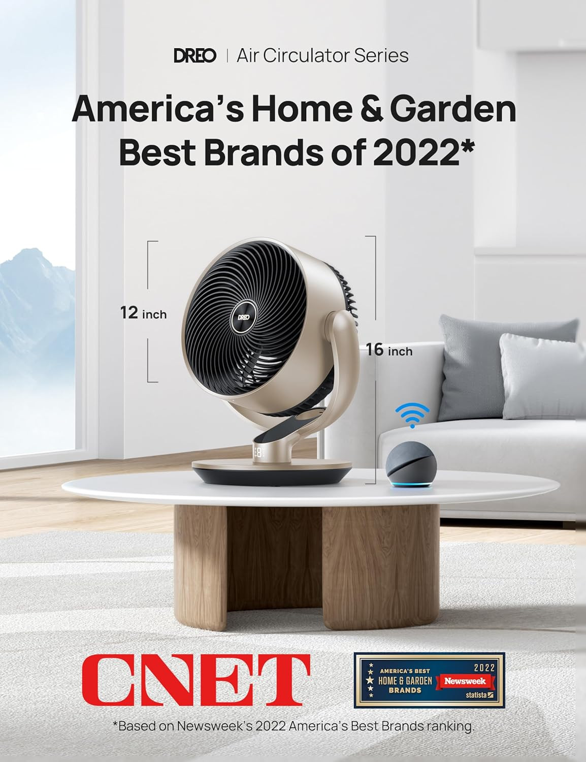 16''Height 25Db Quiet Smart Fans for Bedroom, DC Room Fan with Remote, 120°+90° gallery