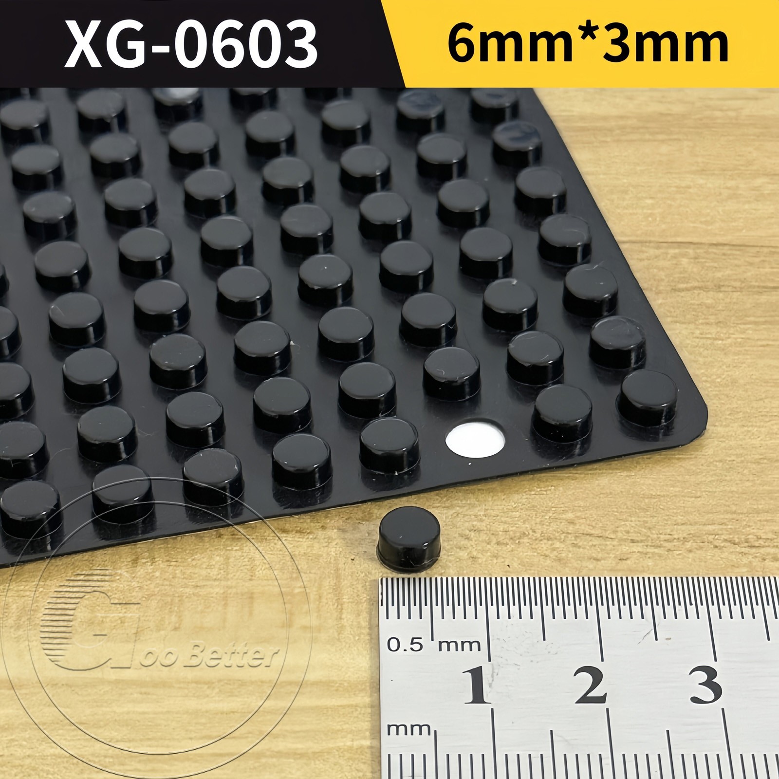 Self-Adhesive Rubber Feet Pads, Square & Round Ø 6mm-33mm, Black - Small & Large gallery