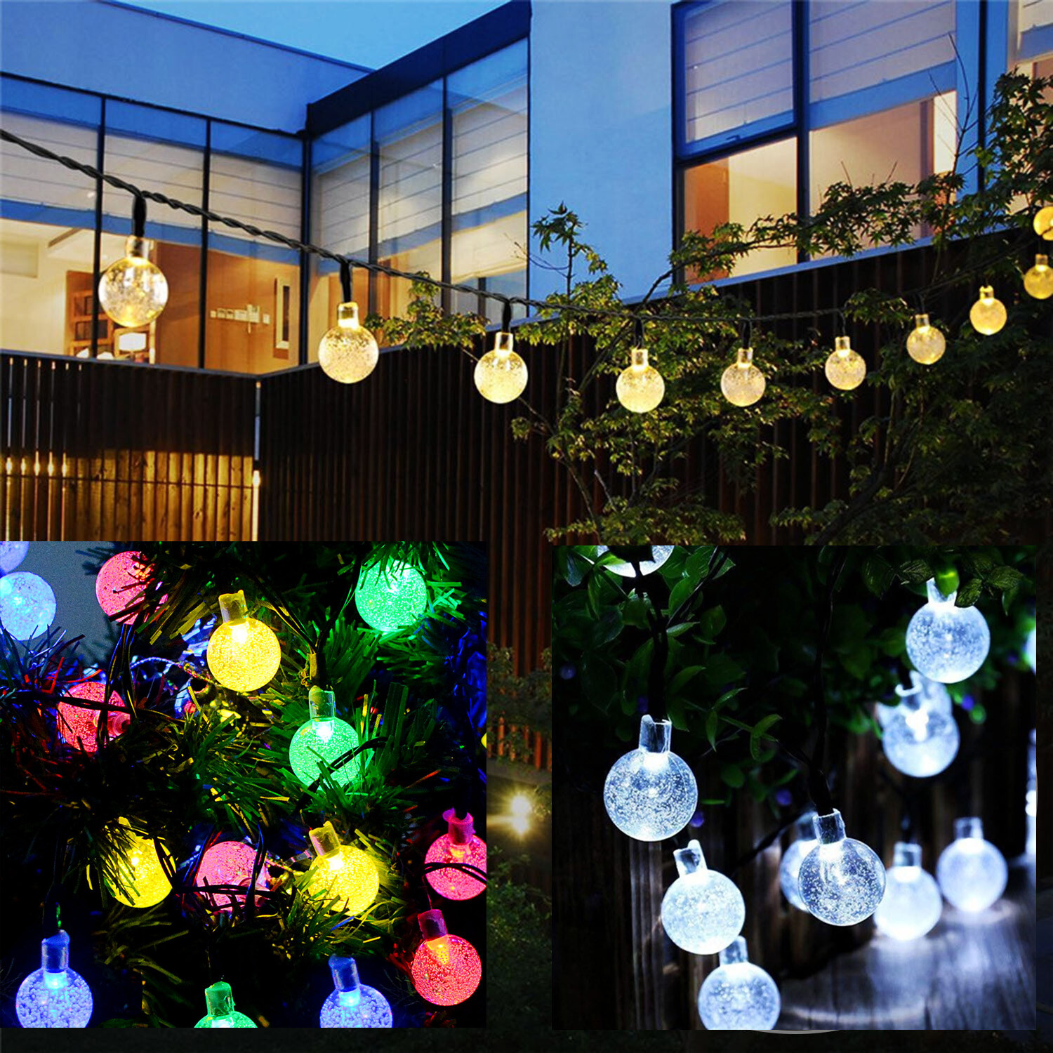 21FT Outdoor String Lights 30 LED Solar Bulb Patio Garden Party Wedding XMAS gallery