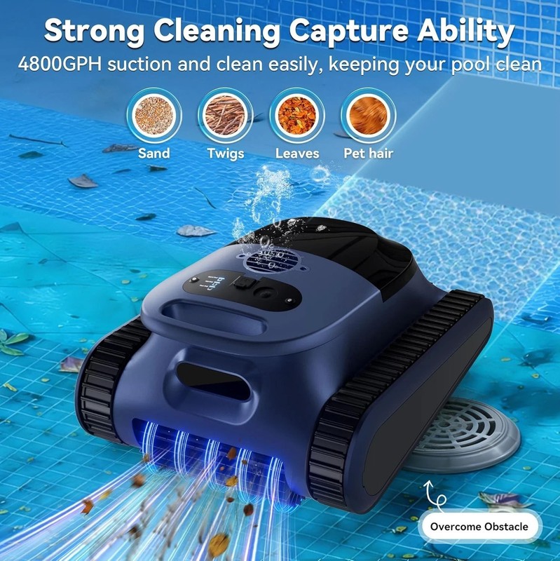 Seauto Cordless Robotic Pool Vacuum Wall- Waterline Scrubbing 180Min App Support gallery