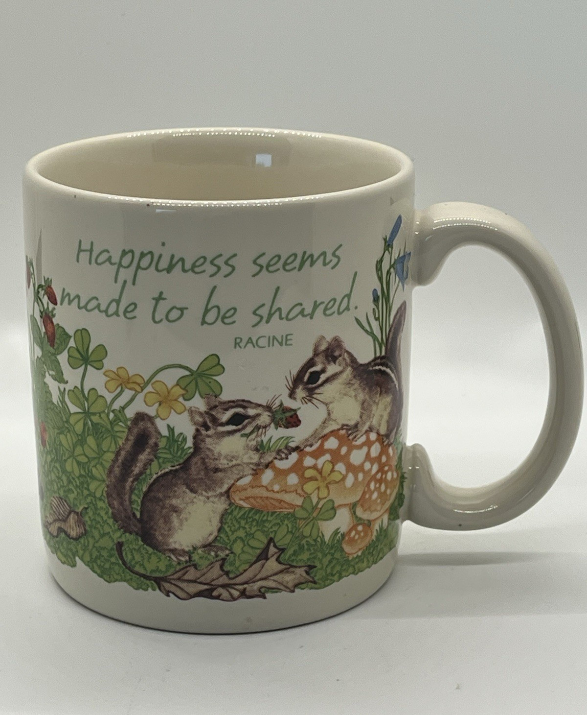 Vintage American Greetings Chipmunk Mushroom Coffee Mug Happiness Share gallery