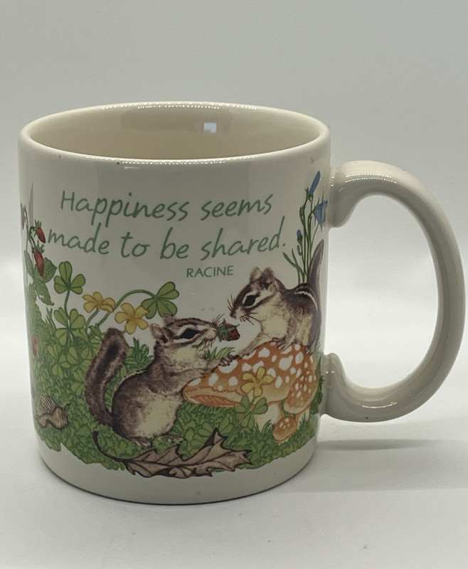 Vintage American Greetings Chipmunk Mushroom Coffee Mug Happiness Share gallery