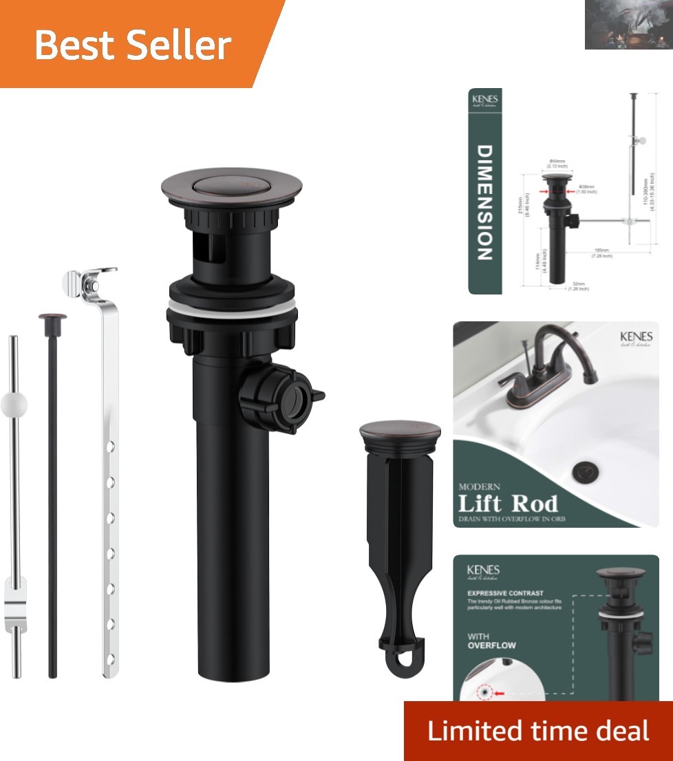 Quick-Drain Oil Rubbed Bronze Bathroom Sink Drain Assembly with Lift Rod Design gallery