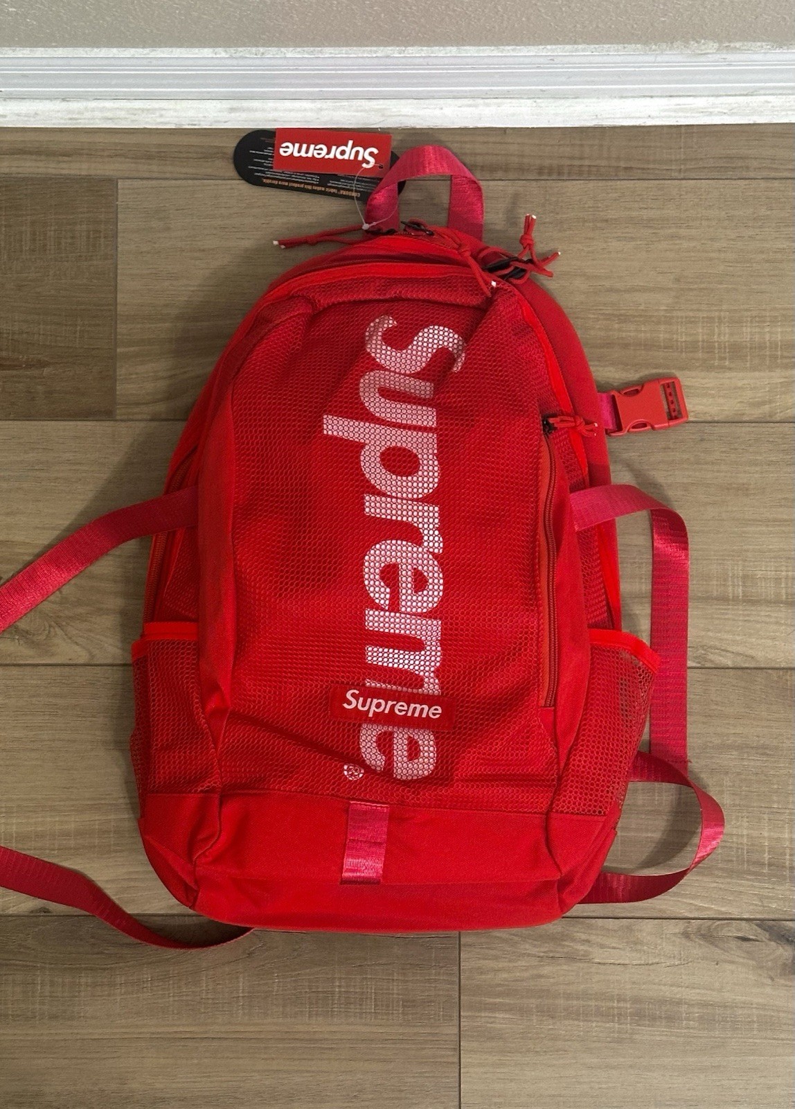Red supreme backpack 