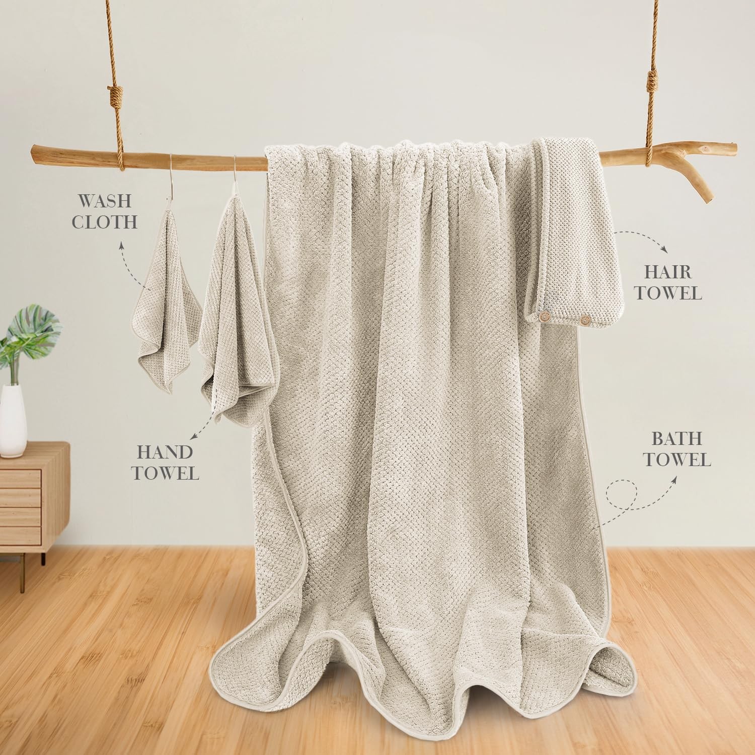 MaopaoBeauty 35X70 Inches Extra Bath Sheets Set 4 Piece, Khaki Towels gallery