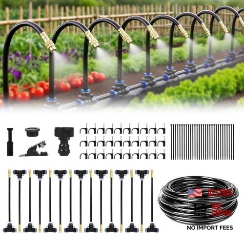 Automatic Drip Irrigation Kit - 50FT with Tool-Free Quick Connectors, 15 Brass