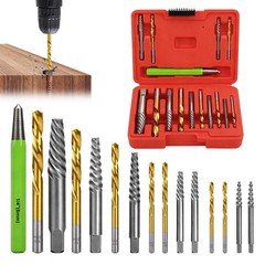 15x Screws Bolt Extractor Set W/ Reverse Drill Bit Ez Out Stripped Screw Nut Set