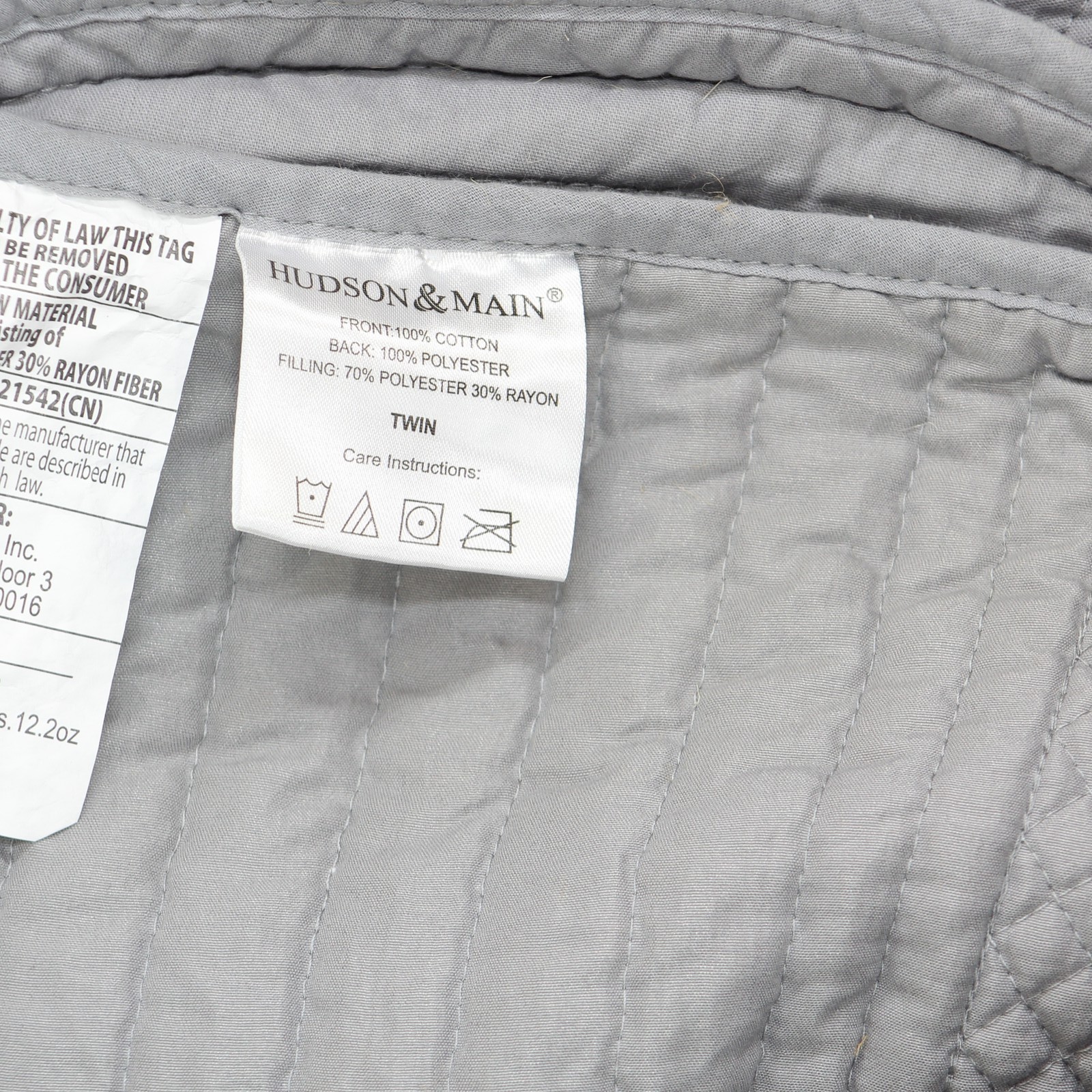 hudson & Main Tailored Tonal Audrey Bedspread Gray Twin gallery