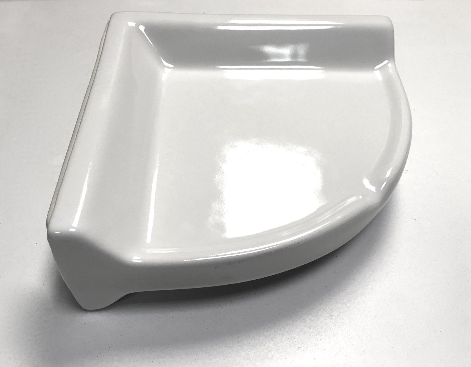 Bath Accessory Shower Corner Shelf White Ceramic Thinset Mount 8-3/4" x 2-5/8" gallery
