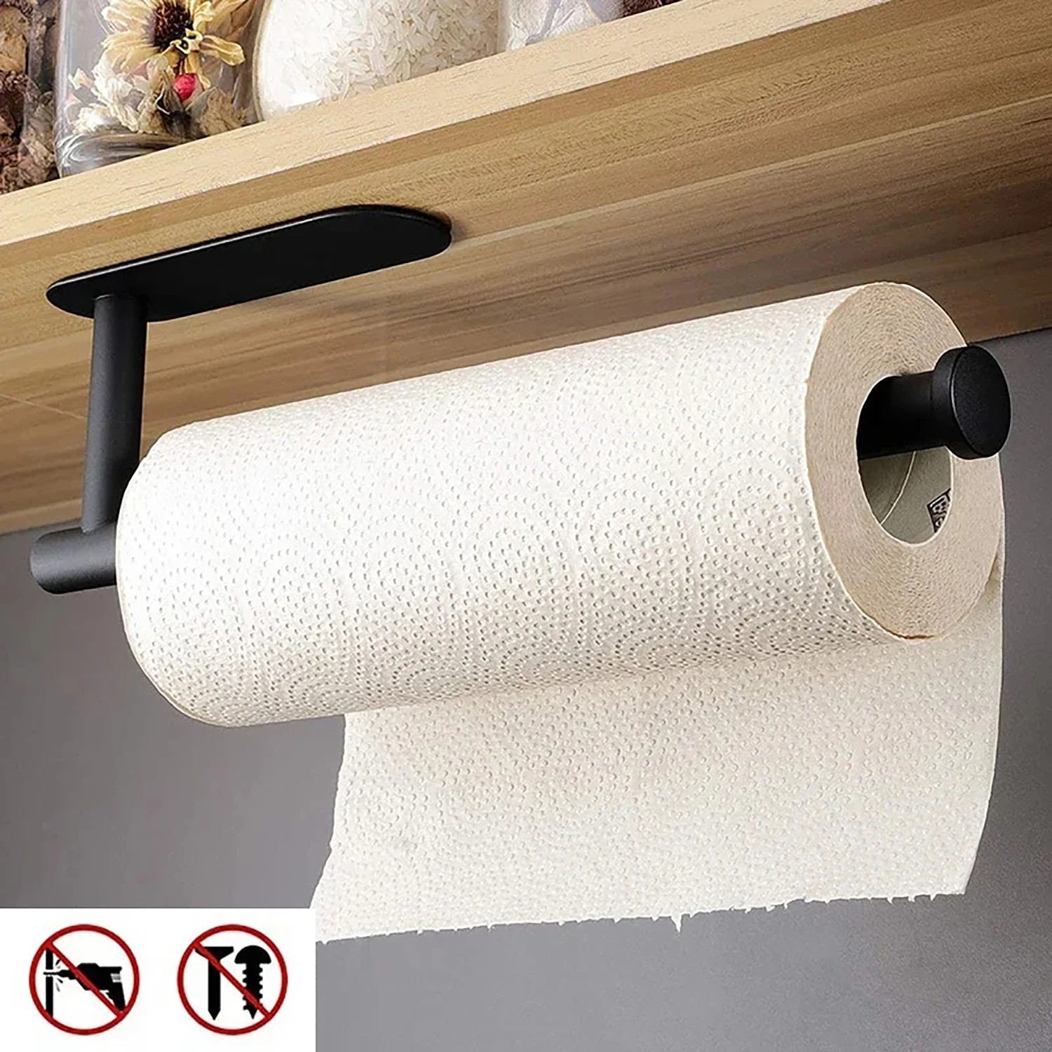 Holder Kitchen Roll Towel Paper Rack Under Cabinet Wall Toilet Self Adhesive gallery