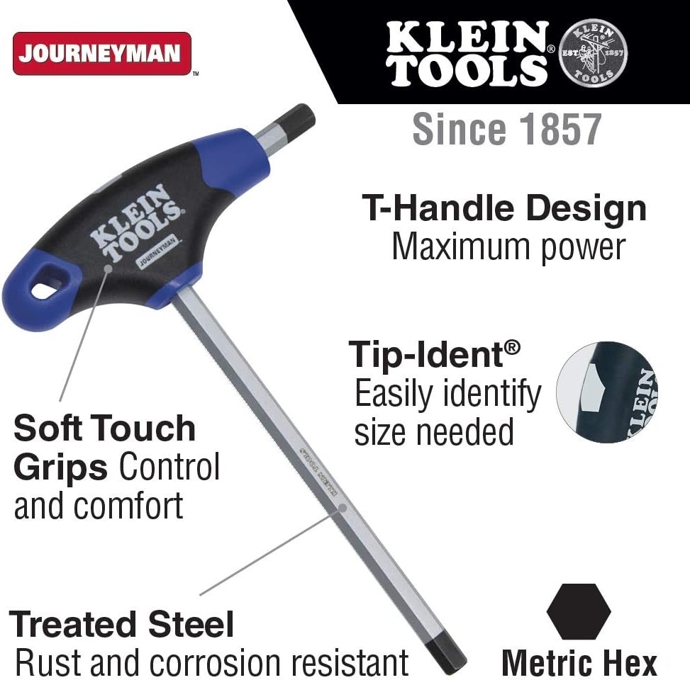 Klein Tools JTH6M6 6 Mm Hex Key with Journeyman T-Handle, 6-Inch gallery