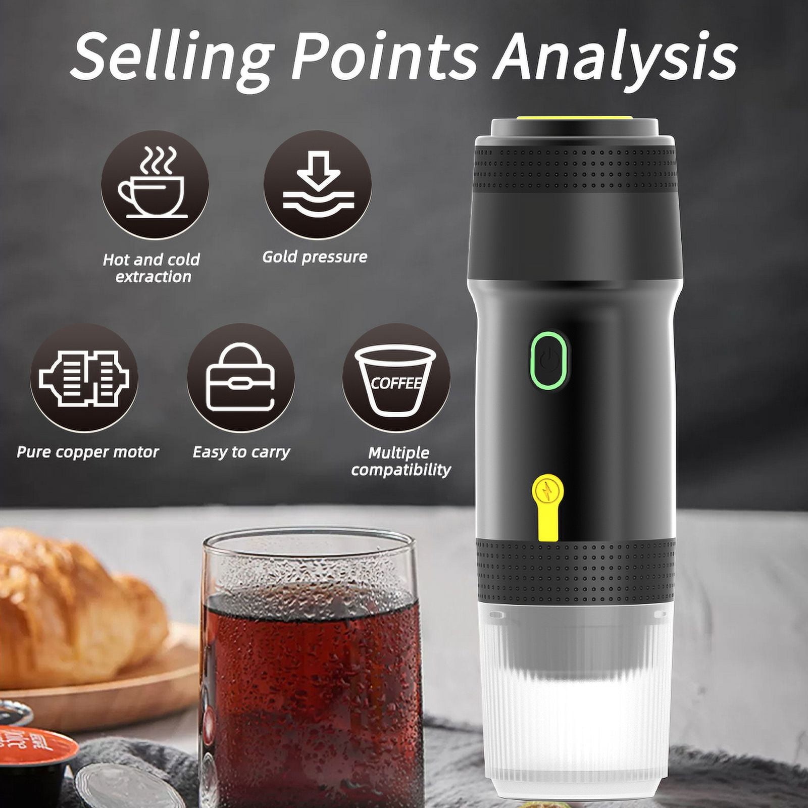 TINANA YH-MCM-A Fast Self-Heating Espresso Maker with Car Charger, 15 Bar Mini gallery