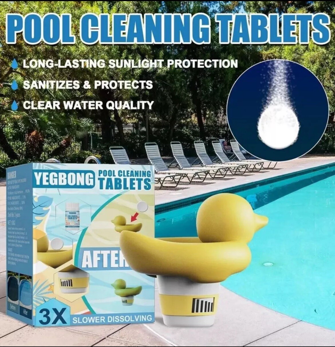 Yegbong pool cleaning tablet - 100pcs gallery