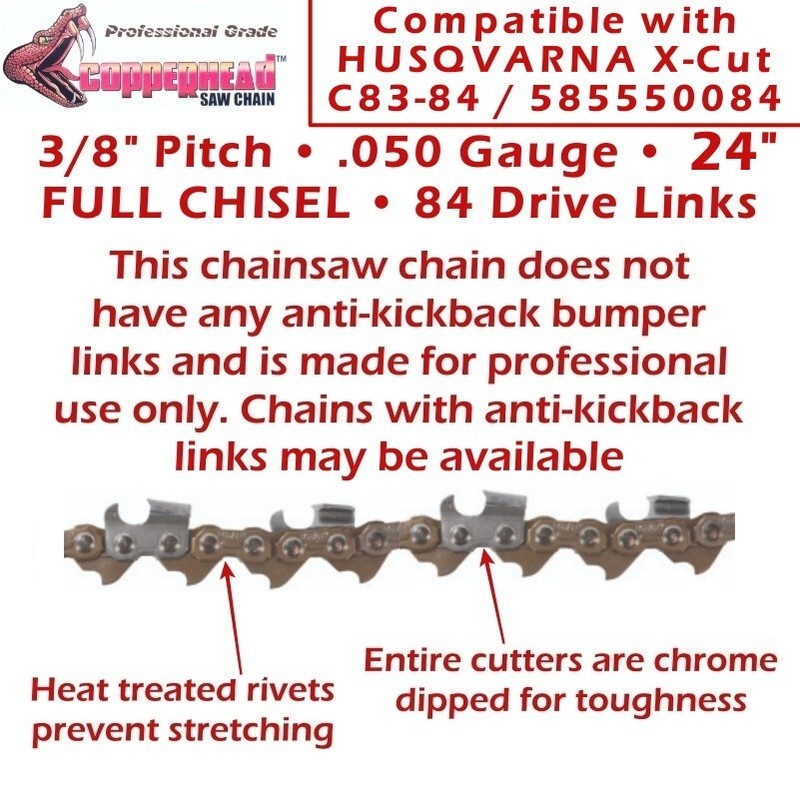 COPPERHEAD 24" BAR, FULL CHISEL PRO SAW CHAIN & FILE - HUSQVARNA 455 460 RANCHER gallery