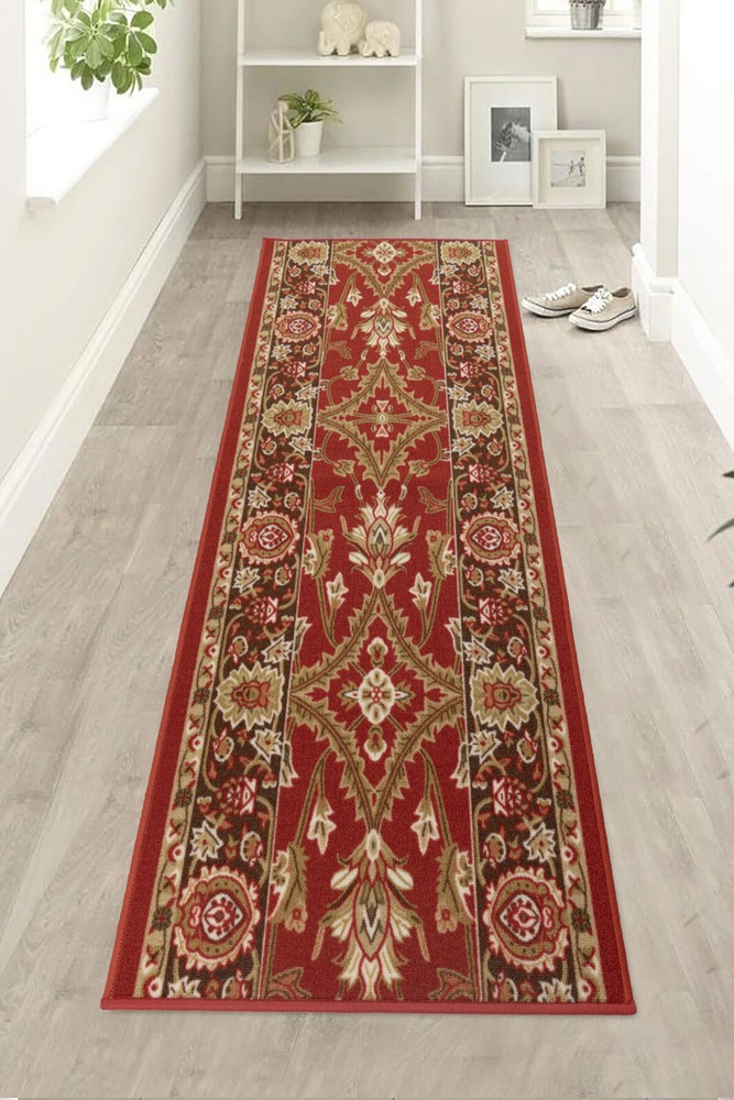 Classic Oriental Custom Size Antibacterial Red Slip Resistant Rug 26"/31"/36" W