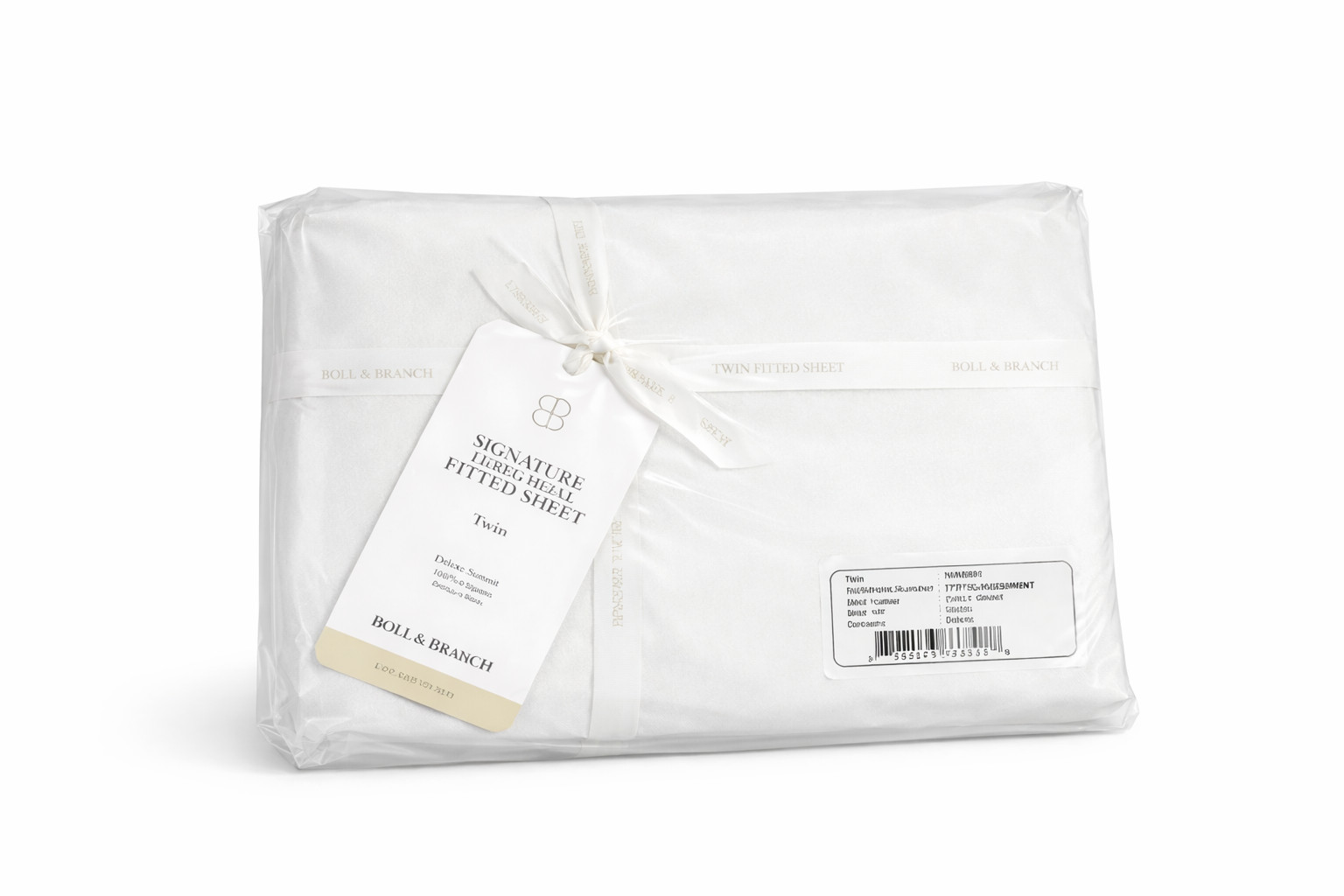 Boll & Branch Signature Hemmed Fitted Bed Sheet TWIN White 100% Organic Cotton gallery