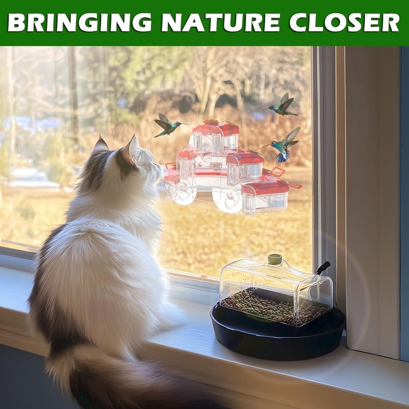 Birdream Window Hummingbird Feeder, Strong Suction Cup 1 Pack, Red gallery