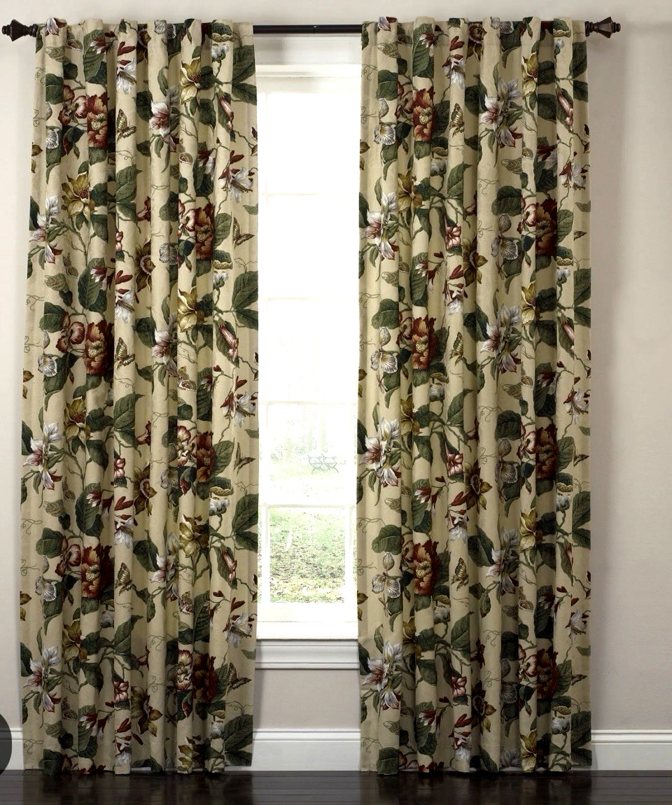 Waverly Laurel Springs Floral Multicolor Lined 2 Curtain Panels Tie Back 48"X83" gallery