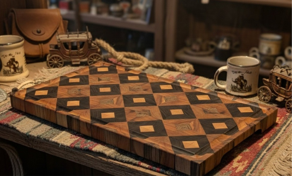 Diamond Pattern End Grain Cutting Board, butcher block,knife block, kitchen gift gallery