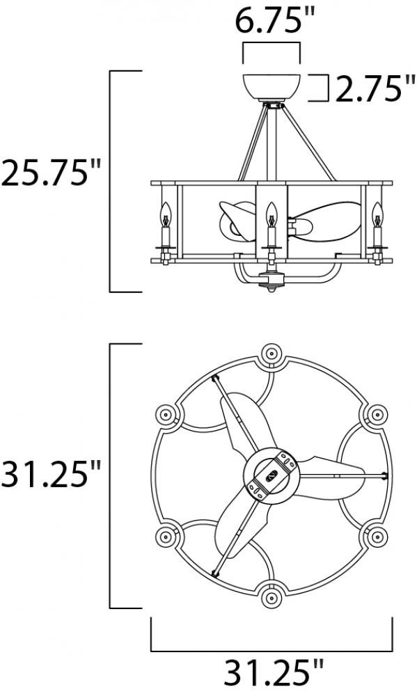 Maxim Lighting 60012CHBGLD Candella 6-Light LED Chandelier with Fan gallery