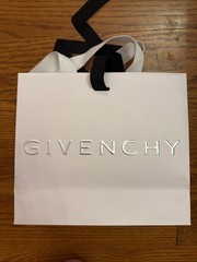 Authentic Givenchy White Silver Logo Paper Shopping Bag 4”x9”x10”
