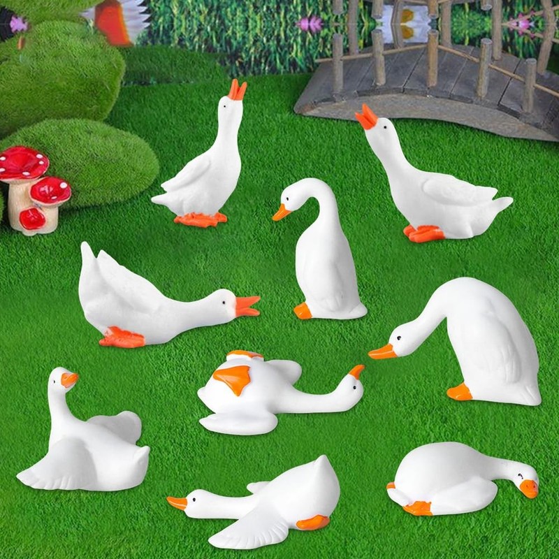 FCKLVMC 18 Pcs Mini Goose Figurine, Tiny Resin Goose DIY Crafts Desk Goose Ca... gallery