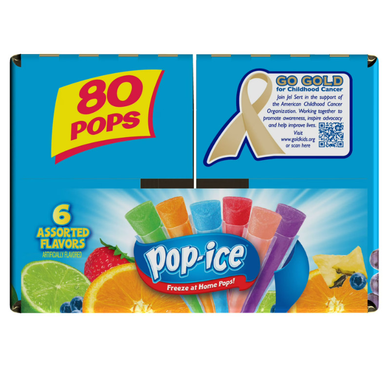 Pop-Ice Assorted Fruit Freezer Ice Pops, Gluten-Free Frozen Snack, 1.5 oz, 80 Ct gallery
