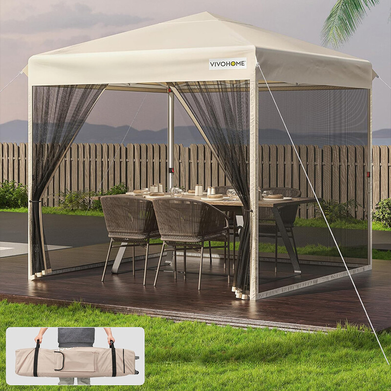 10'x10' EZ Pop Up Backyard Canopy Outdoor Gazebo Tent with Netting Roller Bag gallery