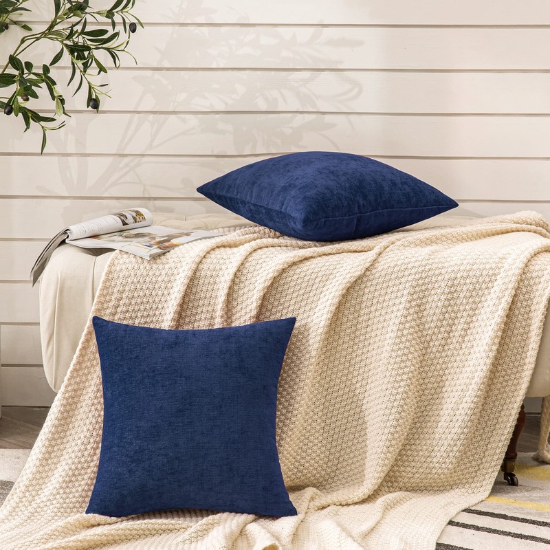 Decorative Square Throw Pillow Covers 18"x18" Inch Set of 2, Super Soft Cheni... gallery