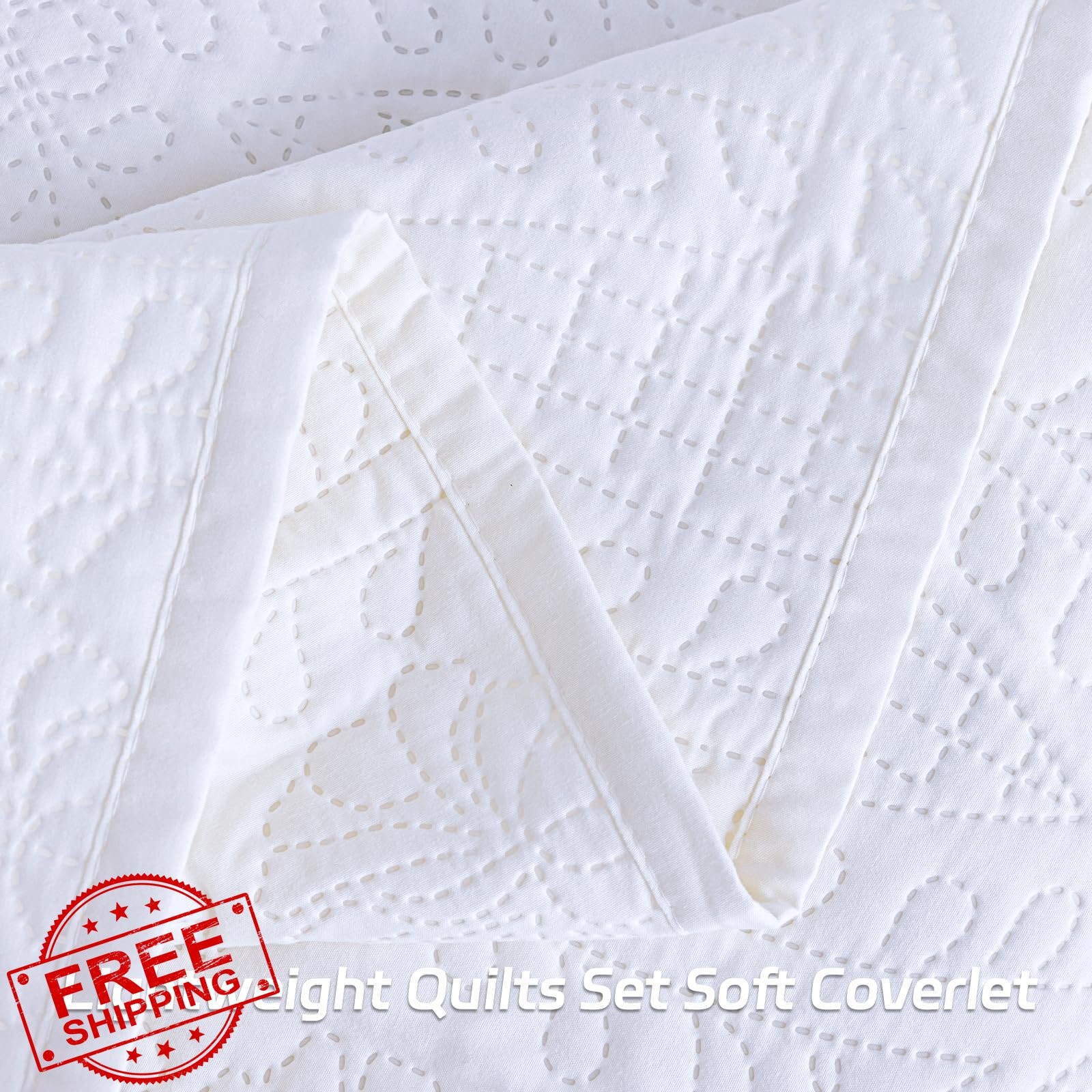 SheRest Full Quilt White 3 Pc Embossed gallery