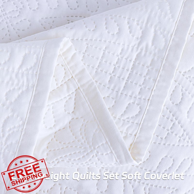 SheRest Full Quilt White 3 Pc Embossed gallery